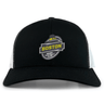 The Boston RFC Retro Trucker Cap by EMB S&S Activewear is a black and white cap with an embroidered Boston Rugby Football Club logo on the front and a snapback closure for adjustable fit.