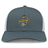 The Boston RFC Retro Trucker Cap by EMB S&S Activewear is a gray and white cap with an embroidered front logo and classic snapback closure.