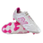 A pair of New Balance 442 Elite FG v3 soccer cleats in Sea Salt/Pink Heat, featuring pink accents and studs with the New Balance logo, displayed on a white background.
