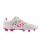 The New Balance Wide 442 Elite FG v3 football boots in Sea Salt/Pink Heat feature a wide fit, bold pink “N” logo and studs, and 442 branding—ideal for firm ground play.