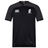 The UNC Charlotte Vapodri Evader Jersey by EMB Canterbury is a black rugby jersey with short sleeves, featuring the Canterbury logo on the left chest and a rugby club logo on the right. This jersey incorporates moisture-wicking technology for optimal performance on the field.