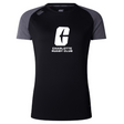 The UNC Charlotte Women's Elite Training Tee by Canterbury is a black and gray short-sleeved rugby shirt adorned with the "Charlotte Rugby Club" logo on the front. Crafted from lightweight fabric, this elite training tee by WRS Canterbury is engineered with Vapodri technology to ensure you stay cool and comfortable both on and off the field.