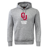 The University of Oklahoma Women's Club Hoodie by WRS Canterbury is a gray piece with a bold red "OU" logo and "Rugby Club" text. It's crafted from soft sweatshirt fleece, with a front pocket and drawstring hood. Optional customization adds a personal touch.