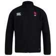 The University of Oklahoma Women Club Track Jacket by EMB Canterbury is a lightweight black jacket featuring the Canterbury logo on the left and "Rugby Club" emblem on the right. It has a front zip closure, long sleeves, and water-repellent fabric, combining style and function perfectly.
