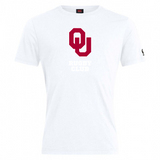 The University of Oklahoma Women's Club Tee by WRS Canterbury features a red "OU" logo and "Rugby Club" in white on a comfortable, cotton-heavy white T-shirt.