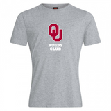 The University of Oklahoma Women Club Plain Tee by Canterbury features "OU Rugby Club" in bold red and white on the front, made from a cotton-heavy blend. Brand: WRS Canterbury.