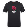 The University of Oklahoma Women Club Plain Tee by WRS Canterbury is a black cotton blend T-shirt with a prominent "OU Rugby Club" logo in vibrant red and white on the front.