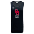 The University of Oklahoma Women Tempo Vapodri Singlet by WRS Canterbury features "OU Rugby Club" in red and white on the front, a Canterbury logo on the upper left, and is crafted from recycled polyester with VapoDri technology to keep you cool and dry.