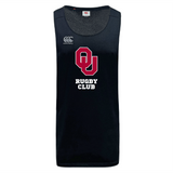 The University of Oklahoma Women Tempo Vapodri Singlet by WRS Canterbury features "OU Rugby Club" in red and white on the front, a Canterbury logo on the upper left, and is crafted from recycled polyester with VapoDri technology to keep you cool and dry.