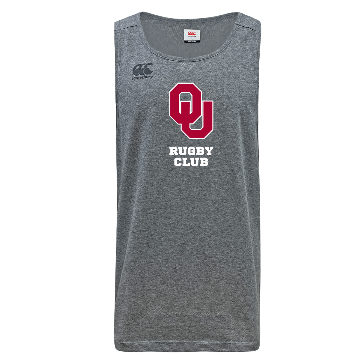 Experience ultimate comfort with the University of Oklahoma Women Tempo Vapodri Singlet by WRS Canterbury. Crafted from recycled polyester, it features "OU Rugby Club" in bold white and red lettering, keeping you cool and dry during intense matches with VapoDri technology.