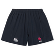 These black University of Oklahoma Women Yokohama Shorts by EMB Canterbury showcase the Canterbury logo on the left and a vibrant red "OU Rugby Club" logo on the right, crafted from lightweight durable fabric perfect for rugby players.