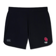 The University of Oklahoma Women Elite Woven Short by EMB Canterbury features an "OU Rugby Club" logo on the right leg and a small emblem on the left. Designed for lightweight comfort and durability, they offer an adaptive fit ideal for performance and everyday wear.