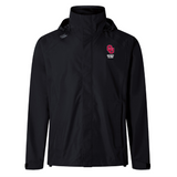 The University of Oklahoma Women Elite Storm Jacket by EMB Canterbury is a black hooded jacket featuring the "OU Wrestling Club" logo on the left chest and Vaposhield technology for enhanced breathability.