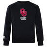 The University of Oklahoma Women's Club Crew Sweatshirt by WRS Canterbury is a black sweatshirt with "OU Rugby Club" in maroon and white on the front and an embroidered CCC logo on the right sleeve cuff, offering ultra-soft comfort and style.