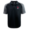 The University of Oklahoma Women Elite Polo by EMB Canterbury is crafted with lightweight, durable Vapodri fabrics, featuring gray sleeves and a prominent red "OU Rugby Club" logo on the chest.