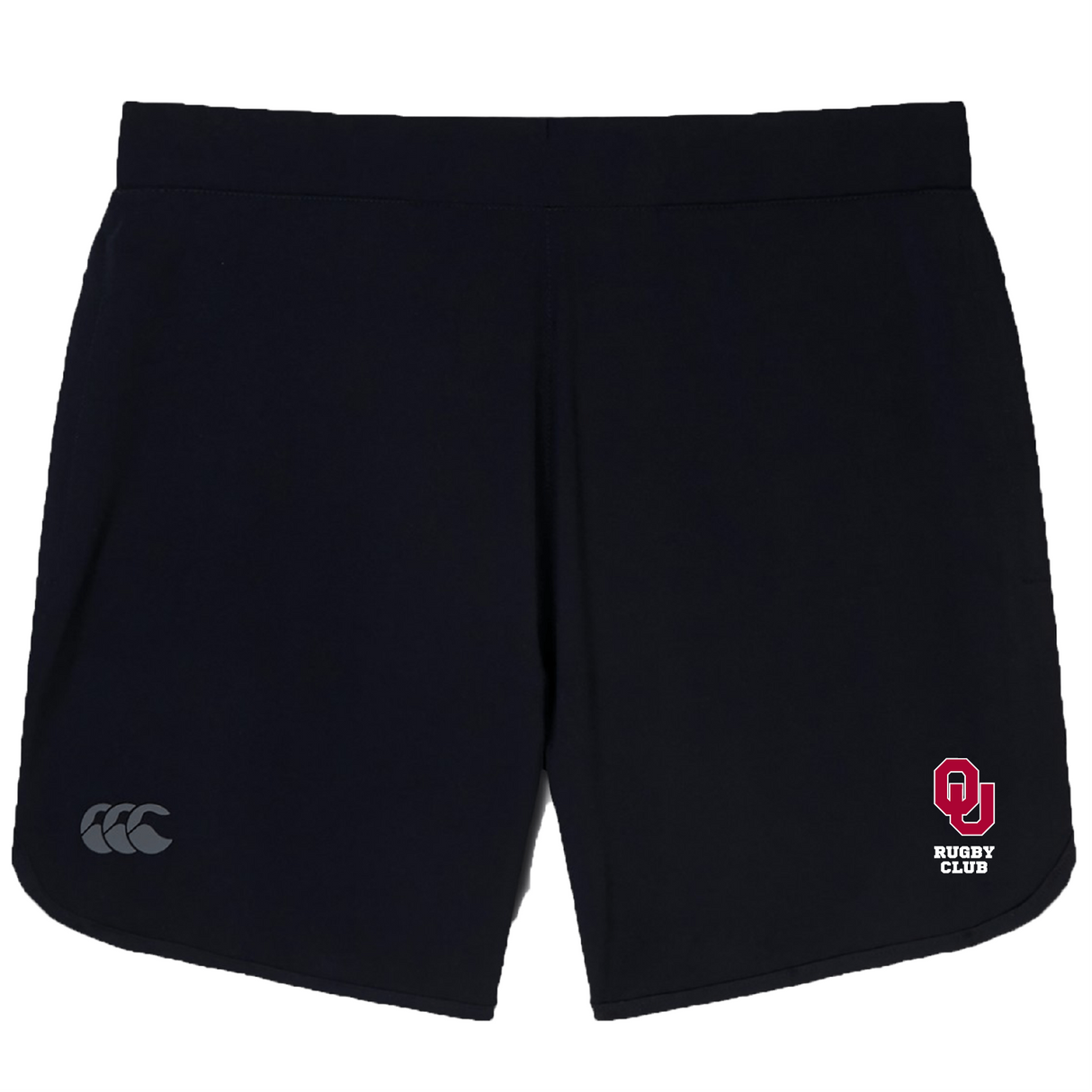 The University of Oklahoma Women's Elite Woven Shorts by Canterbury, featuring the "OU Rugby Club" logo and a Canterbury emblem on the left leg, blend style with functionality. Ideal for training or relaxation, they’re your go-to choice for on-field action and off-field comfort.