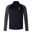 The University of Oklahoma Women Elite 1/4 Zip Top by EMB Canterbury is a black and gray long-sleeve performance pullover with a zip-up collar, featuring an "OU" logo and "Rugby Club" text on the chest, blending comfort and style.