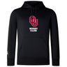 The University of Oklahoma Women Club Lightweight Hoodie by WRS Canterbury is a black hoodie with a red "OU" logo and "Rugby Club" text, featuring a kangaroo pocket.