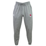 University of Oklahoma Women Leisure Sweatpant by EMB Canterbury in gray, made with organic cotton and a drawstring waist, featuring a white logo on the left thigh and a red logo on the right thigh.