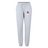 The University of Oklahoma Women's Leisure Sweatpant by EMB Canterbury features a drawstring waist, iconic "OU" logo on the left thigh, and is made from soft organic cotton. These gray sweatpants offer comfort and style.