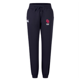 Enjoy maximum comfort with EMB Canterbury's University of Oklahoma Women's Leisure Sweatpant. This navy blue design boasts a striking Canterbury logo in red and white on the right thigh, crafted from organic cotton, and features a convenient drawstring waistband for the perfect fit.