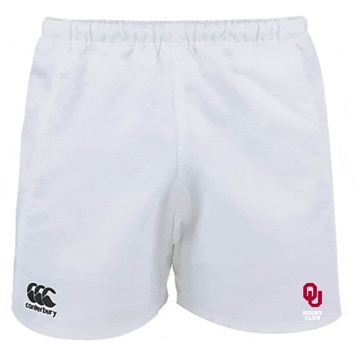 Check out the University of Oklahoma Women Professional Polyester Rugby Shorts by EMB Canterbury, featuring the Canterbury logo on the left and "OU Rugby Club" with a bold red emblem on the right.