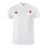 The University of Oklahoma Women Waimak Polo by EMB Canterbury is a white rugby shirt made from a comfy cotton-polyester blend, featuring embroidered logos: a black logo on the left and a red and white logo on the right. Perfect for fans of Canterbury style.