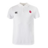The University of Oklahoma Women Waimak Polo by EMB Canterbury is a white rugby shirt made from a comfy cotton-polyester blend, featuring embroidered logos: a black logo on the left and a red and white logo on the right. Perfect for fans of Canterbury style.