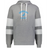 The WRS Augusta Nations of Rugby Uruguay Jackson Way Hoodie is gray with white drawstrings and sleeve bands, featuring a blue "Uruguay Rugby" logo and a Uruguay silhouette on the chest.