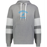 The WRS Augusta Nations of Rugby Uruguay Jackson Way Hoodie is gray with white drawstrings and sleeve bands, featuring a blue "Uruguay Rugby" logo and a Uruguay silhouette on the chest.