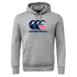 The gray WRS Canterbury USA CCC Flag Club Hoodie features a CCC logo with navy and American flag colors for a classic look.