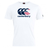 The WRS Canterbury USA CCC Flag Club T-Shirt is a white cotton blend adorned with the Canterbury Kiwi Logo and a design resembling the United States flag.
