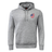 The EMB Canterbury USA Shield Club Hoodie is a gray fleece sweatshirt with an American flag emblem on the left chest, ideal for rugby enthusiasts and fans of the collection.