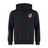 The EMB Canterbury USA Shield Club Hoodie features a drawstring hood, an American flag patch on the left chest, and white stripes on the right sleeve. Made from cozy sweatshirt fleece, it's perfect for rugby supporters.