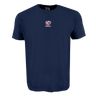 The USA Rugby Elevated Crest Comfort Tee by EMB S&S Activewear features a small centered USA Rugby logo on navy blue, made from soft ring-spun cotton.