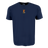 The USA Rugby Elevated Heritage Tee by EMB S&S Activewear is navy blue, made from soft ring-spun cotton, and features a small embroidered eagle with “UHAPSU” text on the chest.
