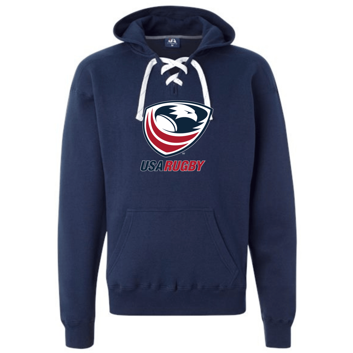 A stylish navy USA Rugby Crest Hockey Hoodie with the WRS Alpha Broder logo, showing support for the team.