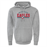 Gray hooded sweatshirt with the text "USA Rugby Wordmark 60/40 Pullover Hoodie 24" and an eagle logo on the chest, featuring a drawstring hood and a front pouch pocket by WRS Augusta.