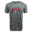 Gray camouflage t-shirt with "USA Rugby Camo Edition Wordmark Supersoft Tee 24" and an eagle logo printed in red on the front, by WRS LAT.