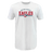 White cotton fabric USA Eagles Wordmark Supersoft Tee 24 t-shirt with an eagle logo centered on the chest by WRS LAT.