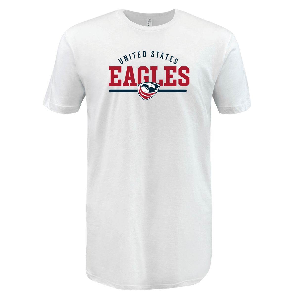 White cotton fabric USA Eagles Wordmark Supersoft Tee 24 t-shirt with an eagle logo centered on the chest by WRS LAT.