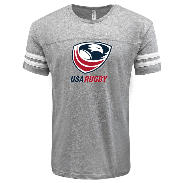 The WRS LAT USA Rugby Crest Football T-shirt in gray.