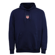 The EMB Augusta USA Rugby Elevated Original Olympic Hoodie is a navy hooded sweatshirt with front pocket and a small embroidered USA shield logo on the chest—perfect for fans celebrating Eagles history and the Olympic anniversary.