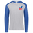 A grey and royal blue USA Rugby Throwback Vintage Hoodie with the USA rugby logo on it.