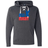 The WRS S&S Activewear USA Rugby Throwback Hockey Hoodie in dark grey features white drawstrings, a blue and red "USA Rugby" logo with an eagle graphic on the front, and offers medium weight comfort with classic style.