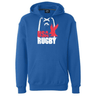 The USA Rugby Throwback Hockey Hoodie by WRS S&S Activewear is a blue, medium-weight hoodie with white laces and "USA Rugby" plus a red eagle graphic on the chest—a classic rugby-inspired throwback design.