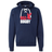 The USA Rugby Throwback Hockey Hoodie by WRS S&S Activewear is navy blue with white lace-up ties, a red eagle graphic, and “USA Rugby” in bold red and white on the chest. Medium weight for comfort and classic sporty style.