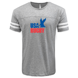 The WRS LAT USA Rugby Throwback Football T-shirt with the eagle on it.