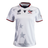 The Women's USA Rugby WRWC25 Replica Away Jersey by Macron features gray star patterns, navy and red collar and sleeve accents, and the USA Rugby logo on the right chest—a stylish replica from Macron.