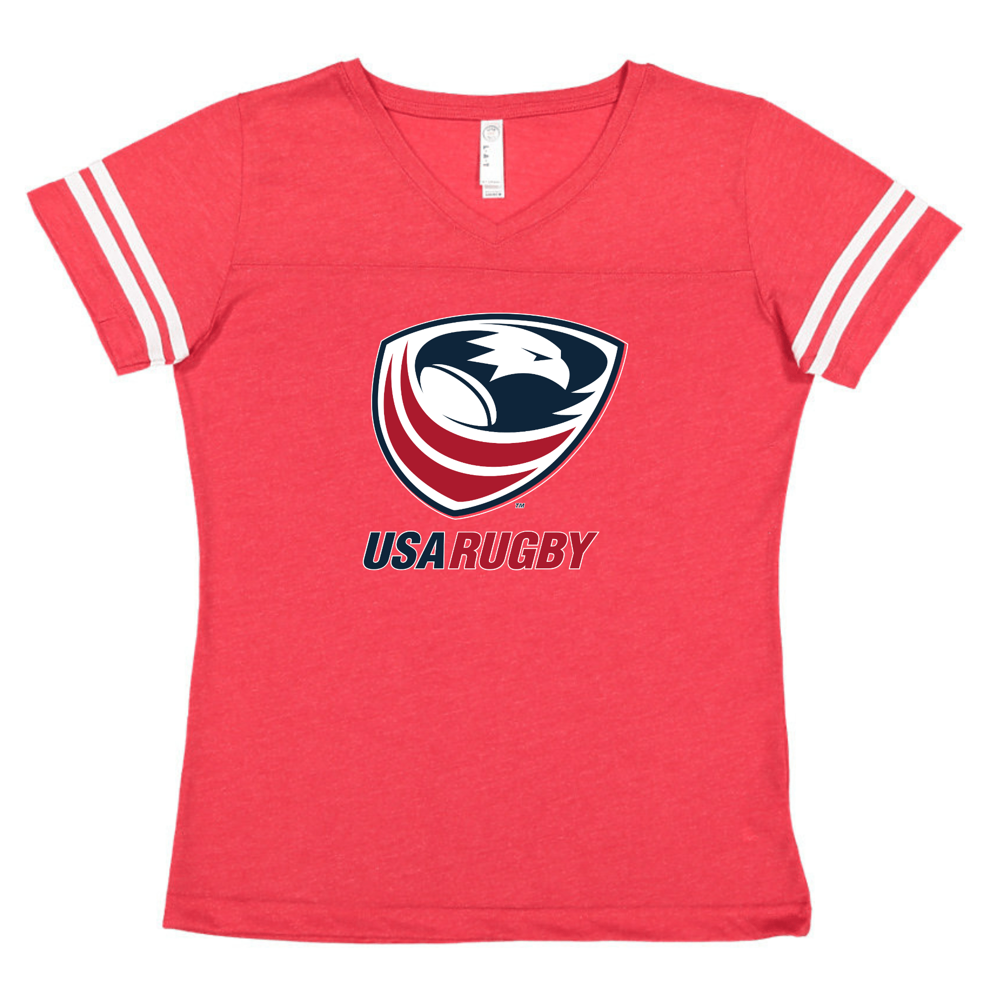 USA Rugby Women's T-shirt - USAR Vintage V-Neck Cotton Tee - World ...